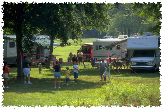 volleyball fun while RV camping